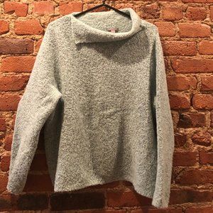 Stylish asymmetrical cowl neck wool blend sweater